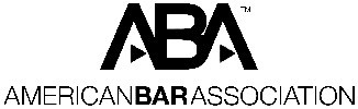 Logo of the American Bar Association, featuring the letters "ABA" above the full name in black text on a white background.